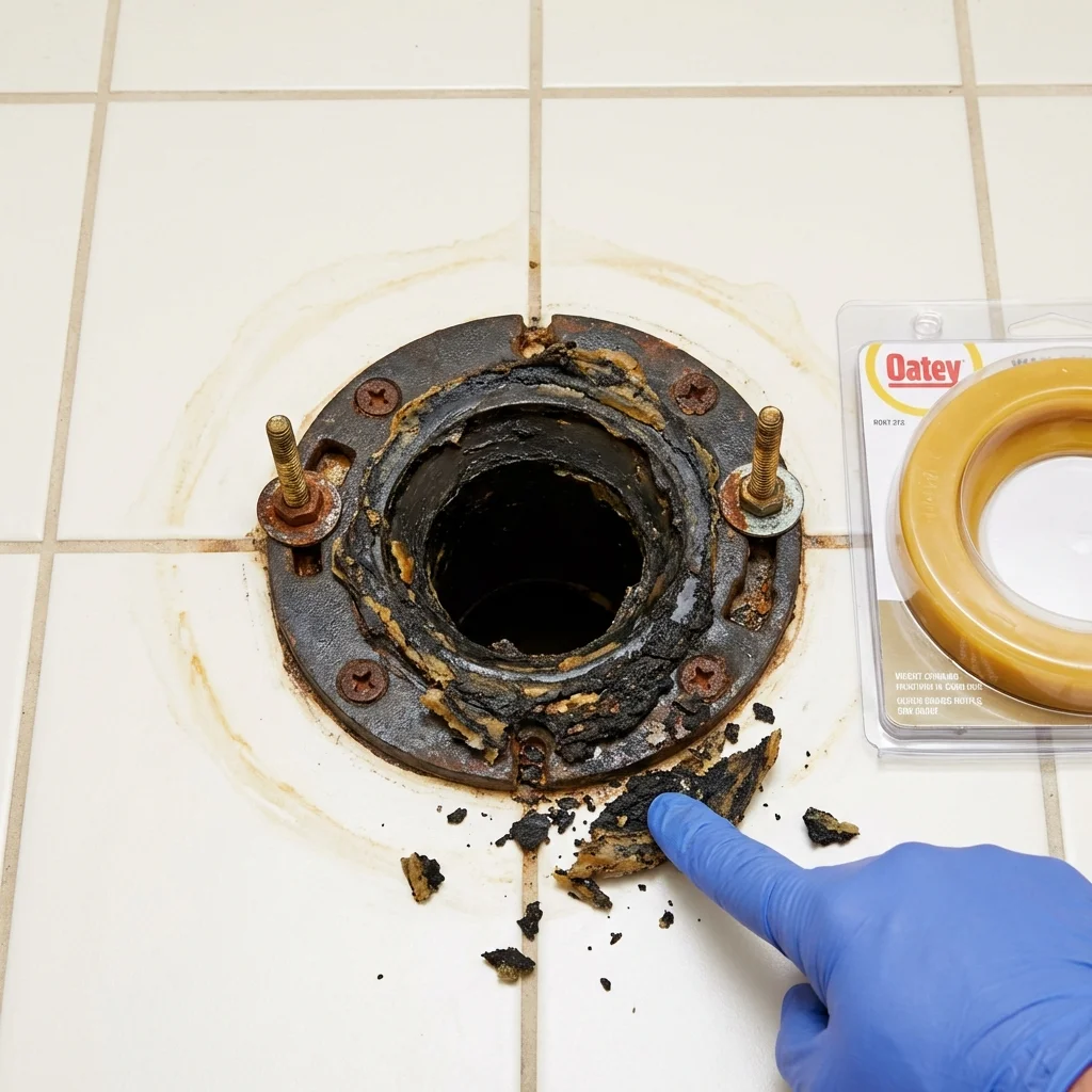 Failed wax ring showing water seepage at the base of a toilet in a Carson, WA home